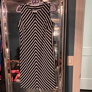 Talbots Navy and White Chevron Dress